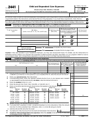 Document preview: IRS Form 2441 Child and Dependent Care Expenses, 2022