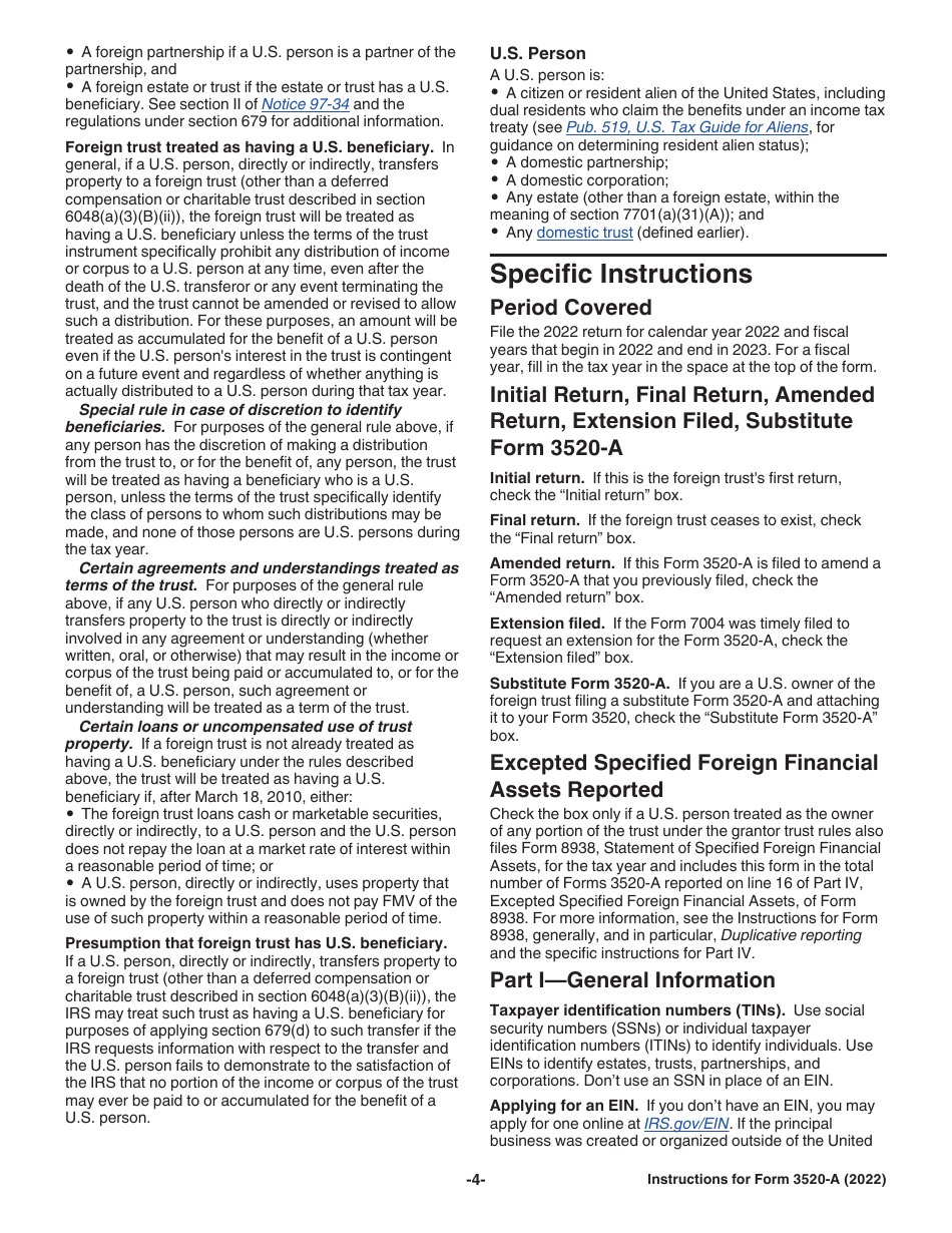 Instructions for IRS Form 3520-A Annual Information Return of Foreign Trust With a U.S. Owner, Page 4
