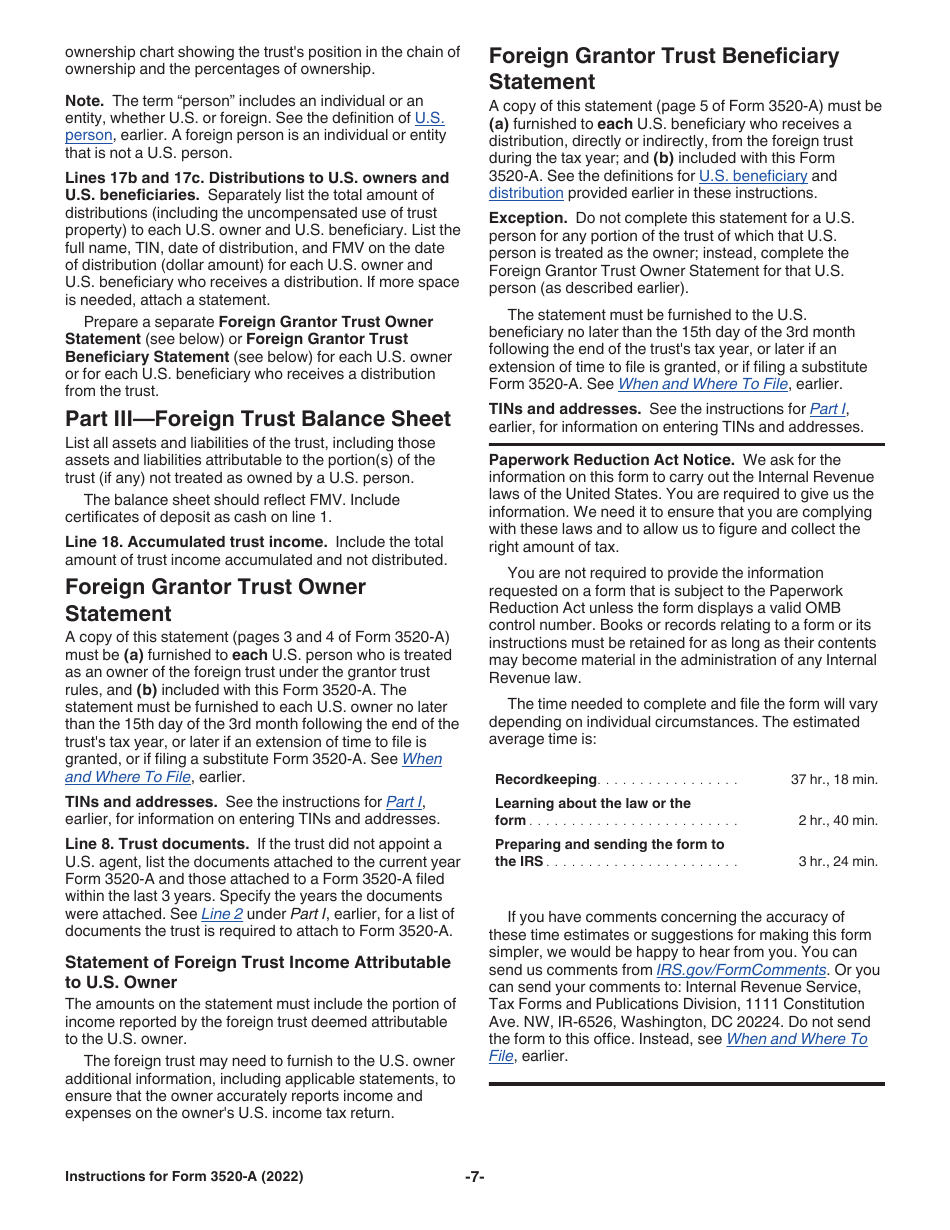 Instructions for IRS Form 3520-A Annual Information Return of Foreign Trust With a U.S. Owner, Page 7