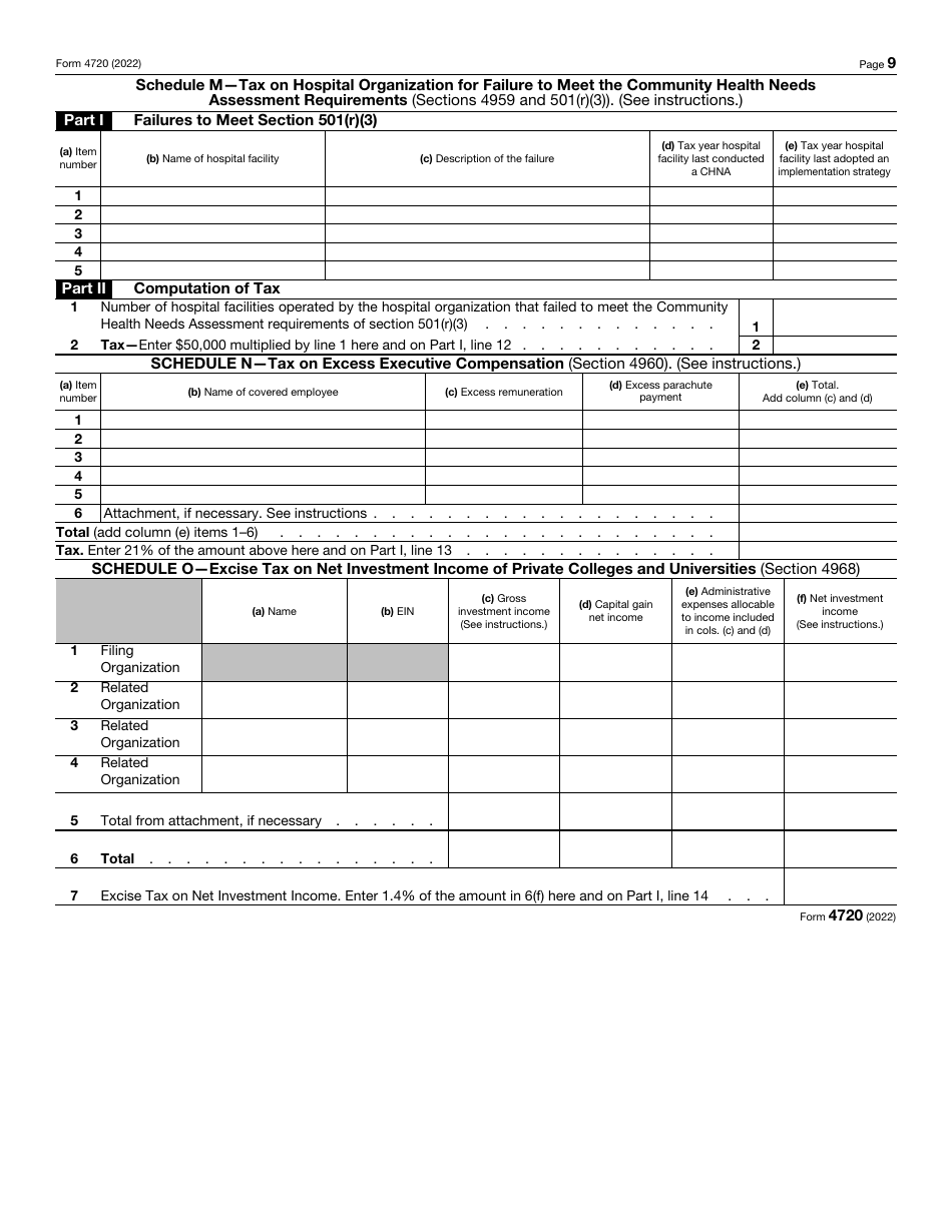 IRS Form 4720 Return of Certain Excise Taxes Under Chapters 41 and 42 of the Internal Revenue Code, Page 9