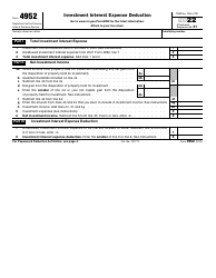 Document preview: IRS Form 4952 Investment Interest Expense Deduction, 2022
