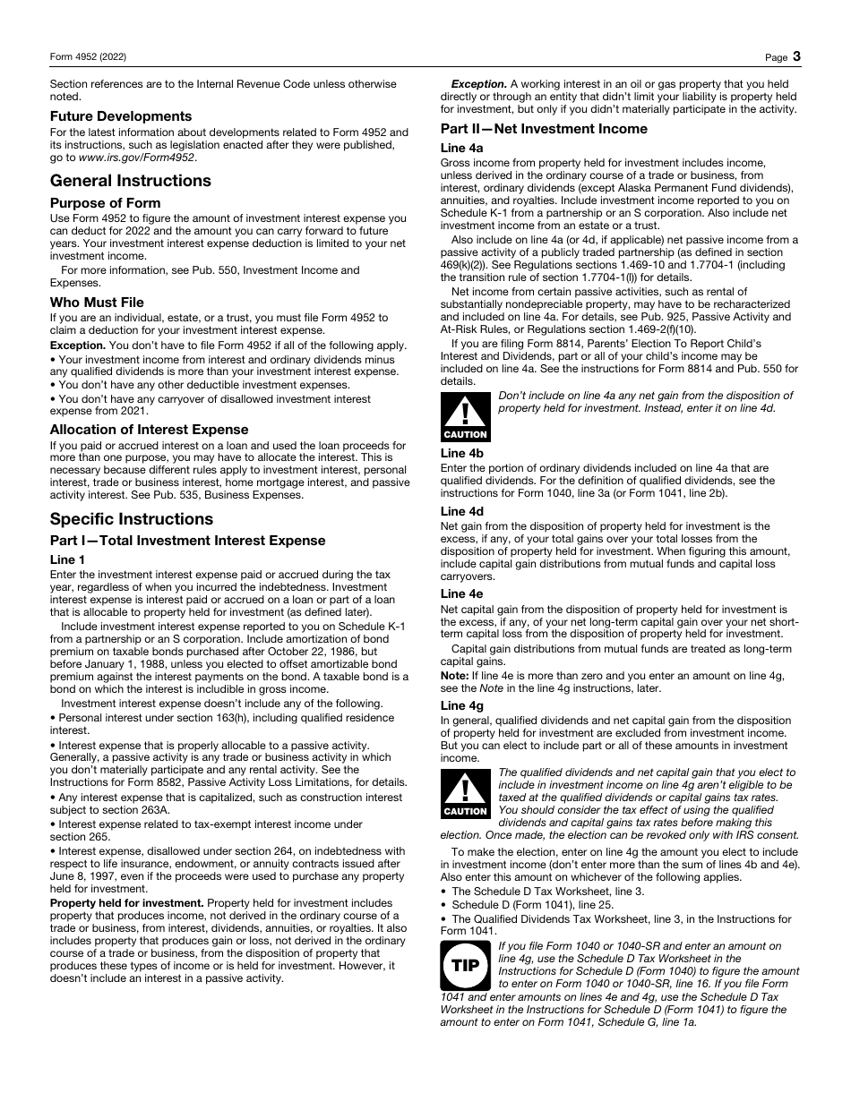 IRS Form 4952 Investment Interest Expense Deduction, Page 3