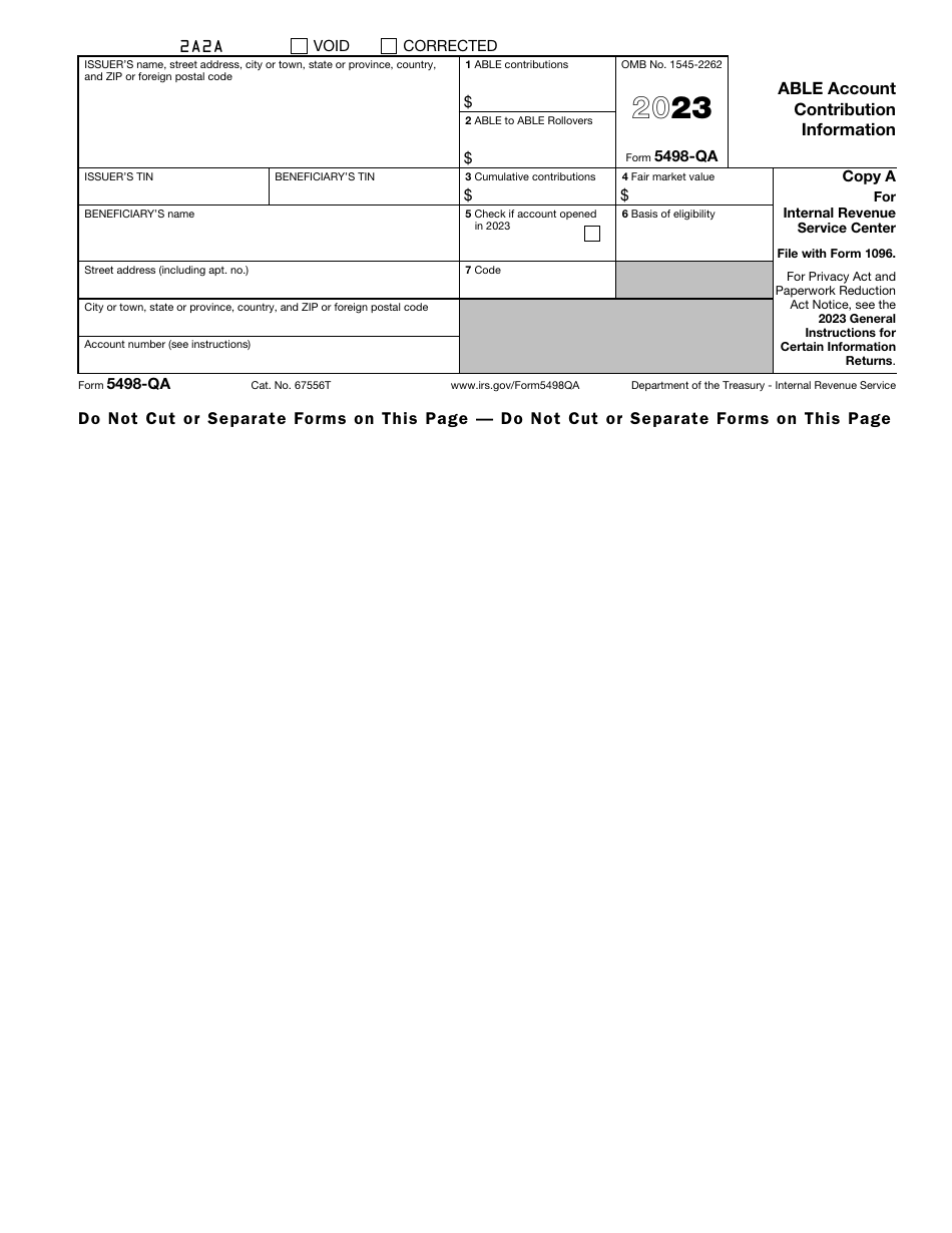 IRS Form 5498 QA Download Fillable PDF Or Fill Online Able Account Irs form 5498 qa download fillable pdf or fill online able account
