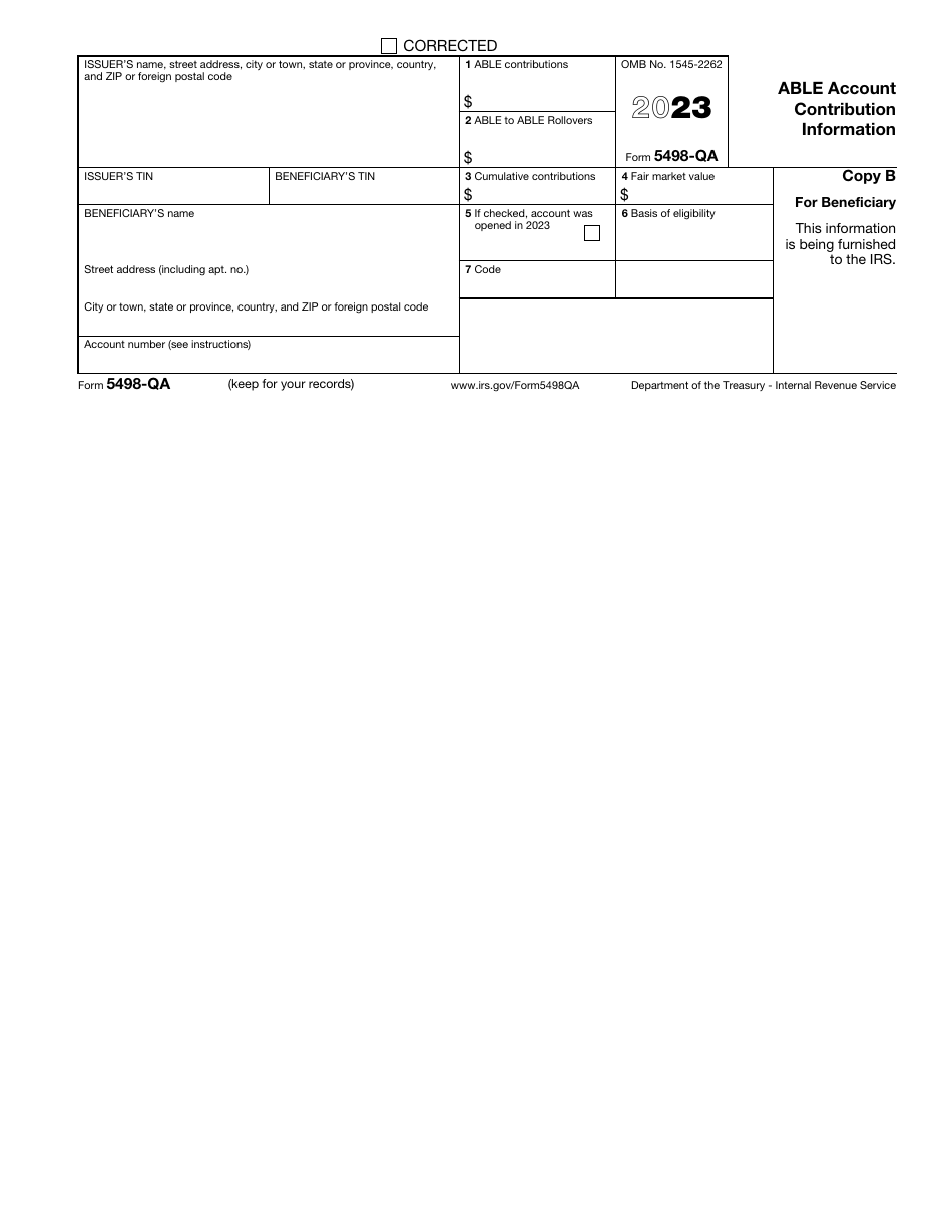 IRS Form 5498-QA Download Fillable PDF or Fill Online Able Account ...