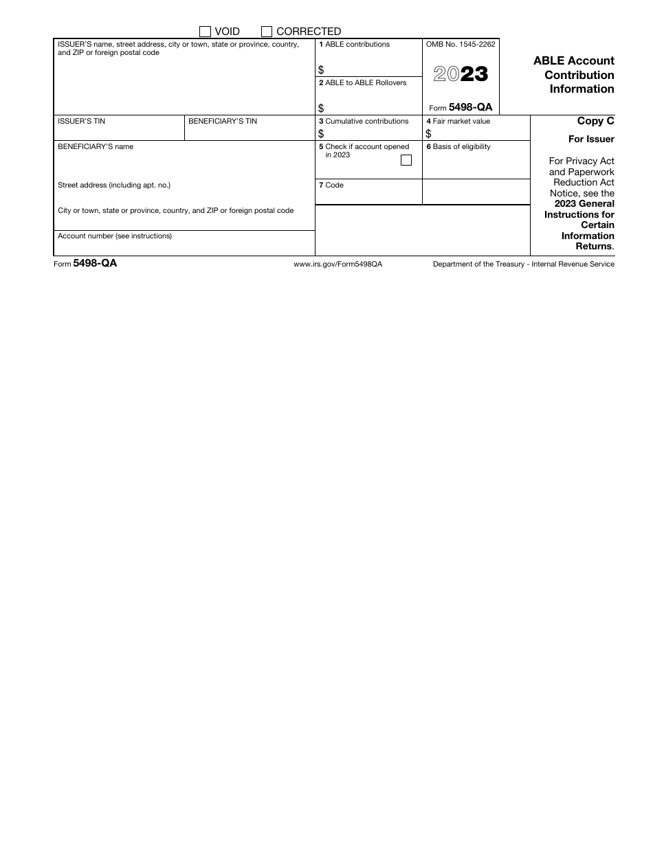 IRS Form 5498-QA Download Fillable PDF or Fill Online Able Account ...