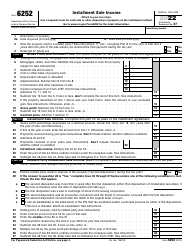 Document preview: IRS Form 6252 Installment Sale Income, 2022