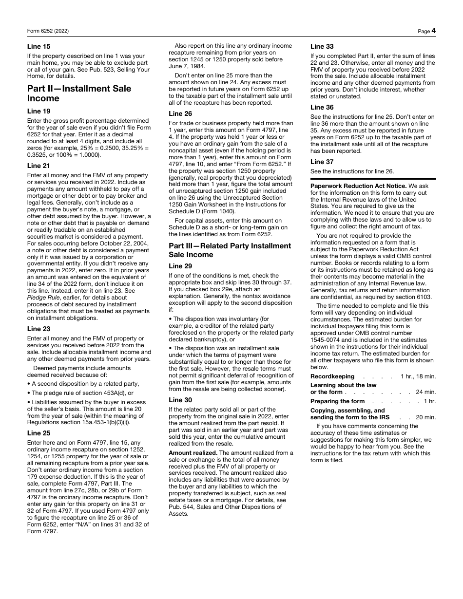 IRS Form 6252 Installment Sale Income, Page 4