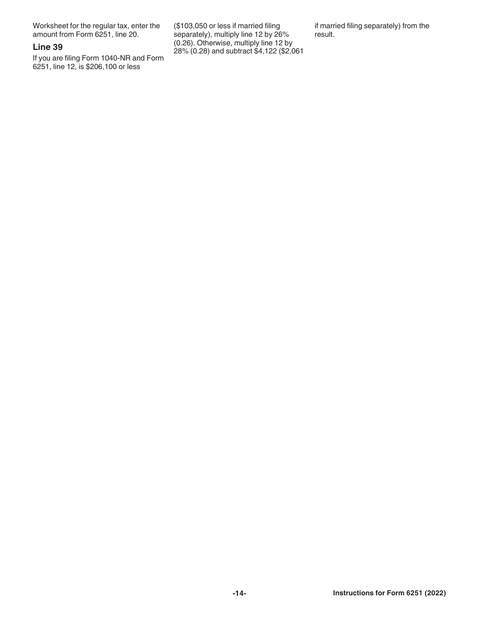Instructions for IRS Form 6251 Alternative Minimum Tax - Individuals, Page 14