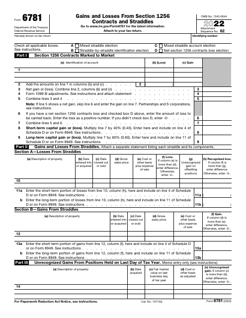 IRS Form 6781 2022 Printable Pdf