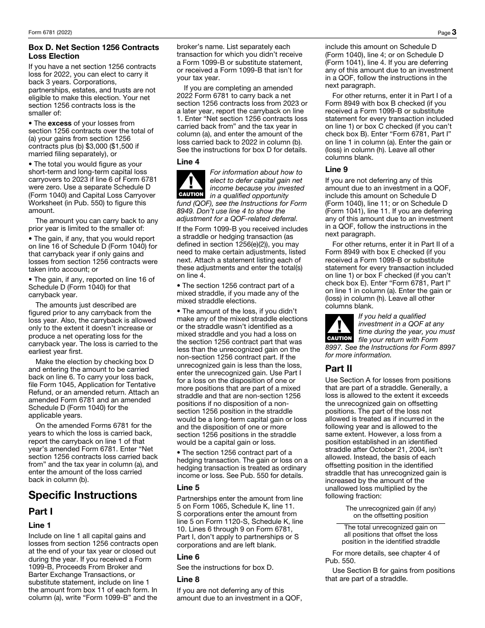 IRS Form 6781 Gains and Losses From Section 1256 Contracts and Straddles, Page 3