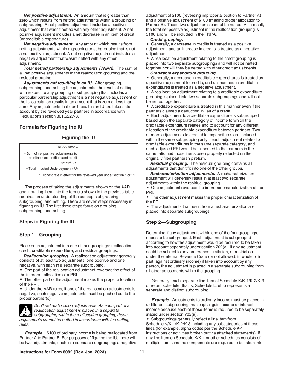Instructions for IRS Form 8082 Notice of Inconsistent Treatment or Administrative Adjustment Request (AAR), Page 11