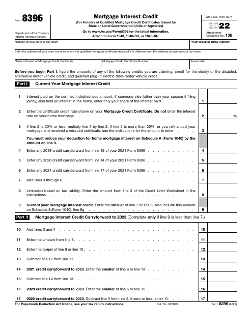 IRS Form 8396 2022 Printable Pdf