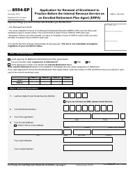 Document preview: IRS Form 8554-EP Application for Renewal of Enrollment to Practice Before the Internal Revenue Service as an Enrolled Retirement Plan Agent (Erpa)