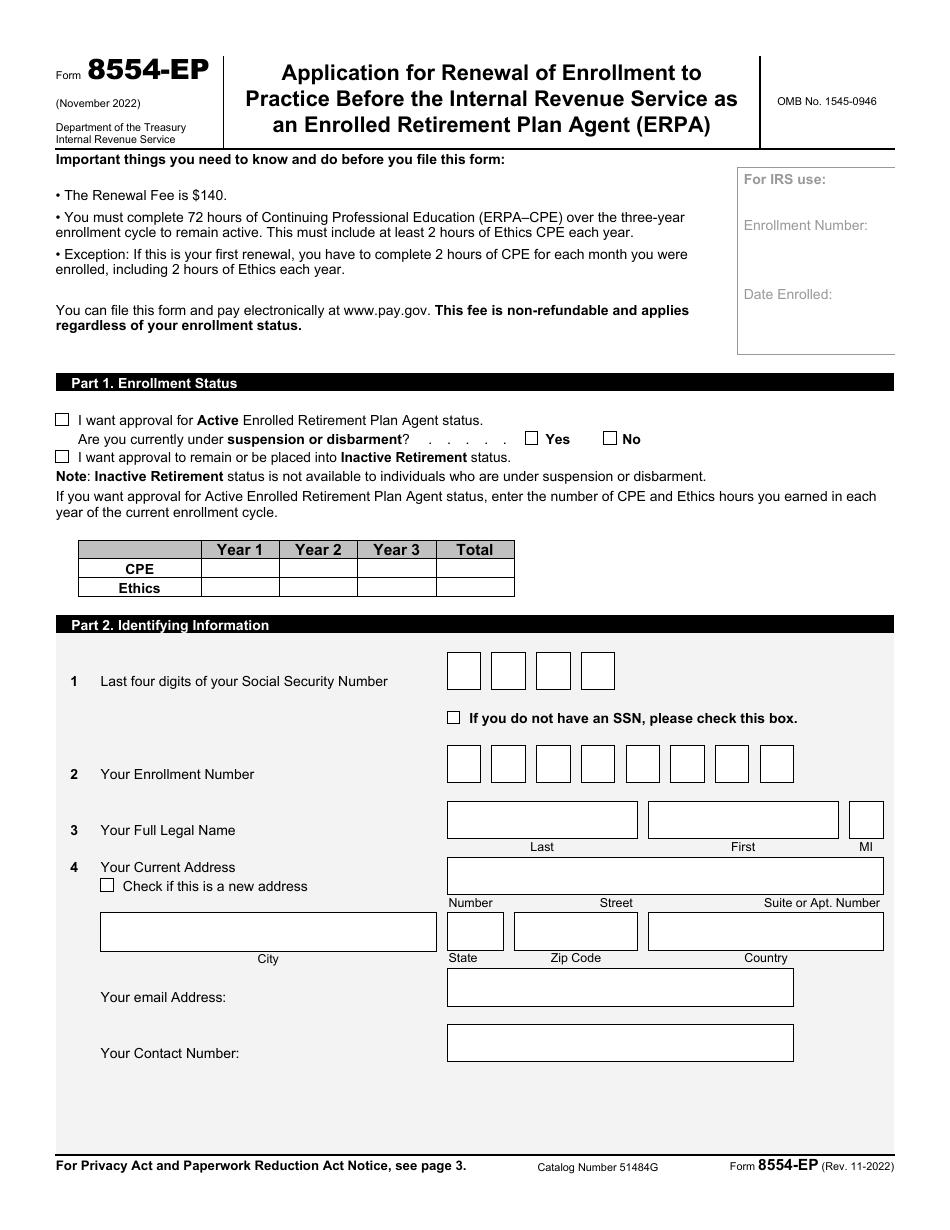 IRS Form 8554EP Download Fillable PDF or Fill Online Application for