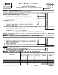 Document preview: IRS Form 8582 Passive Activity Loss Limitations, 2022