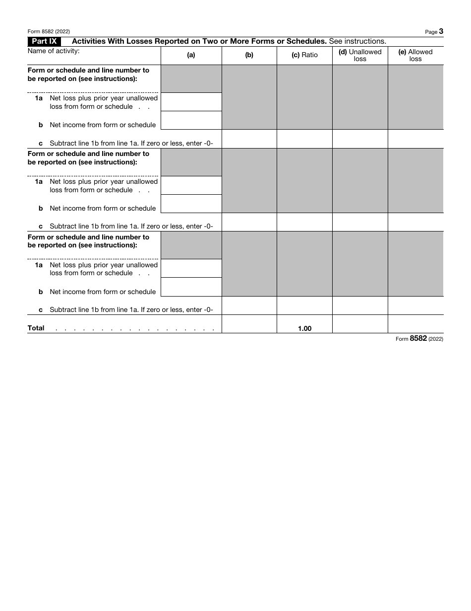 Irs Form 8582 Download Fillable Pdf Or Fill Online Passive Activity 