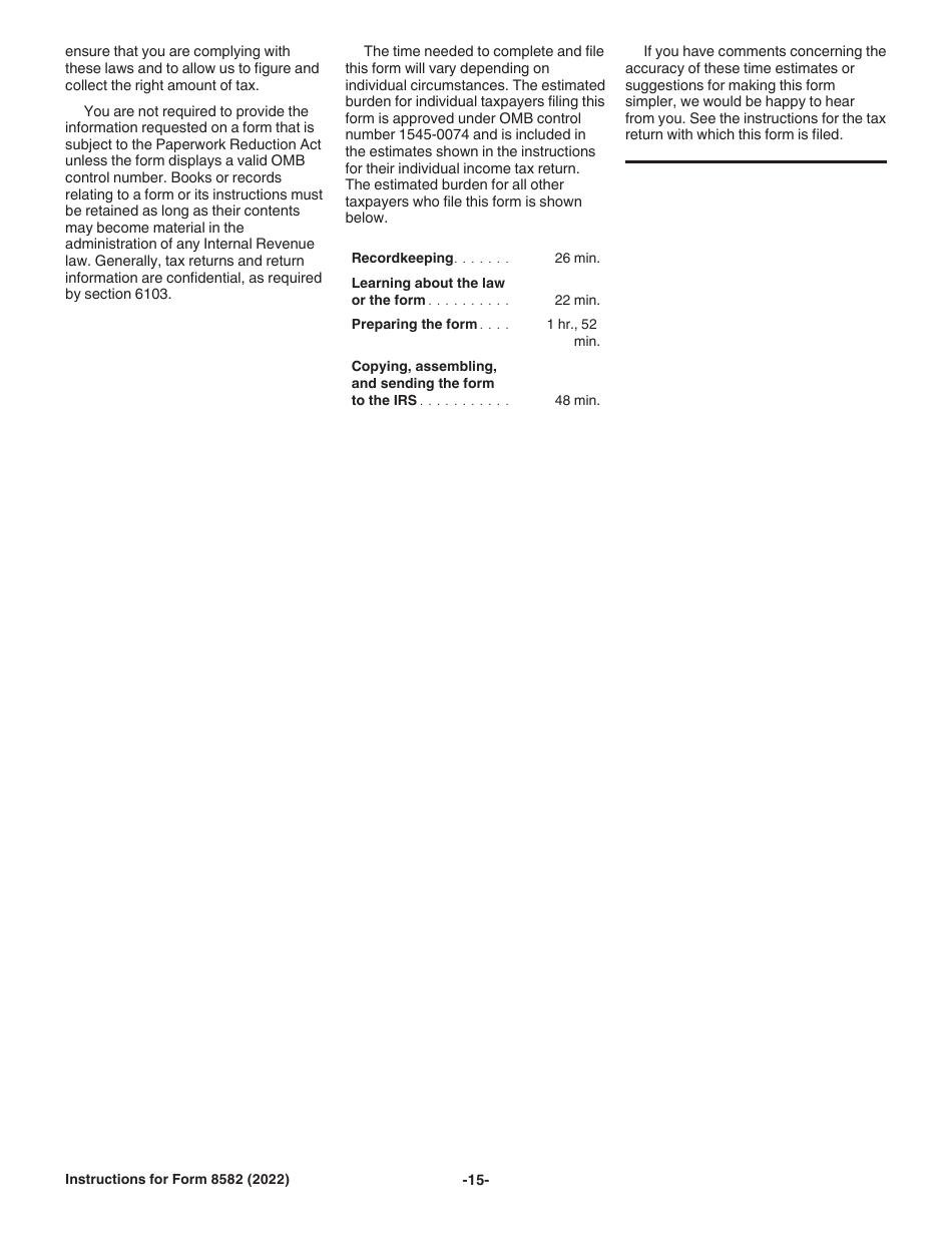 Instructions for IRS Form 8582 Passive Activity Loss Limitations, Page 15