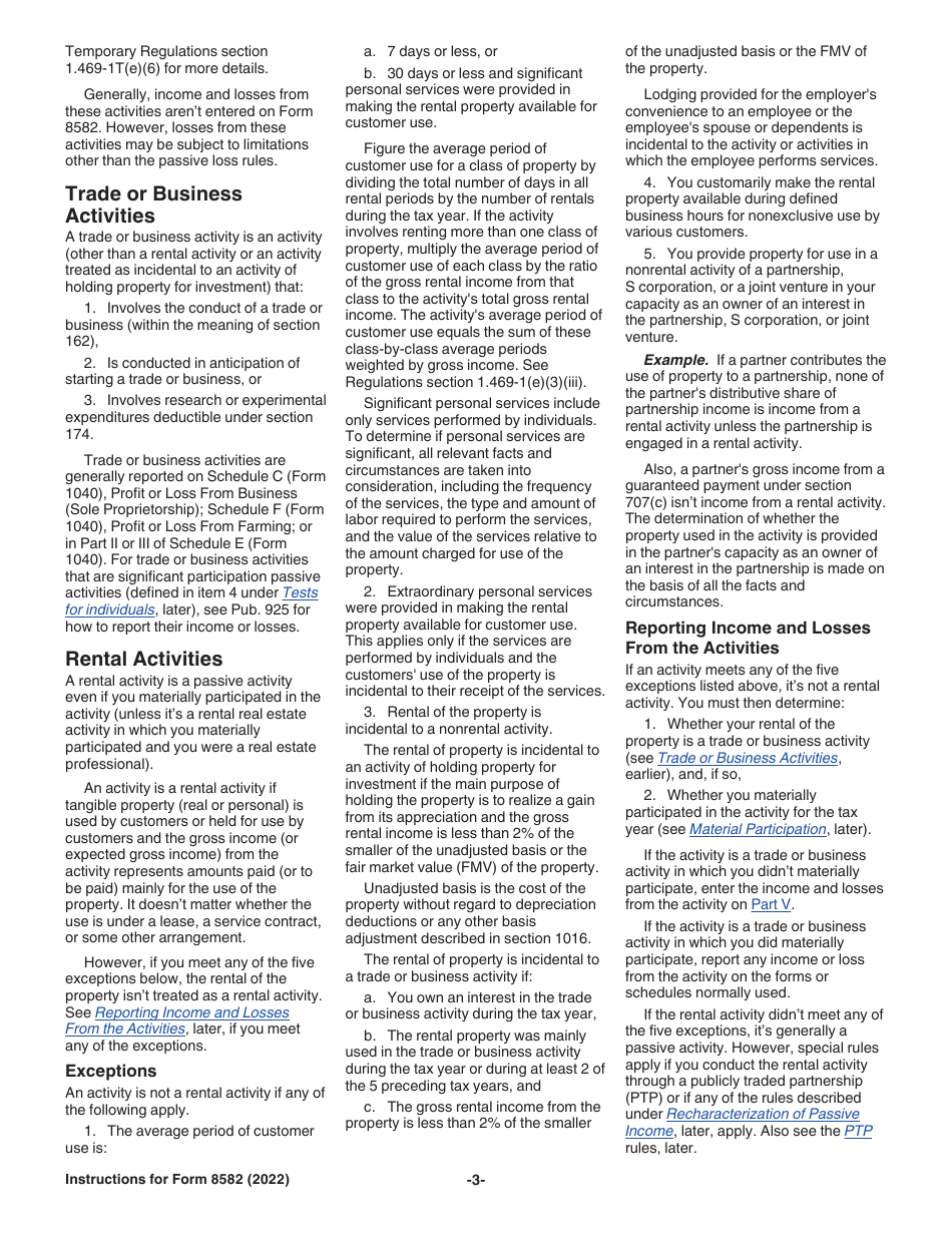 Download Instructions for IRS Form 8582 Passive Activity Loss