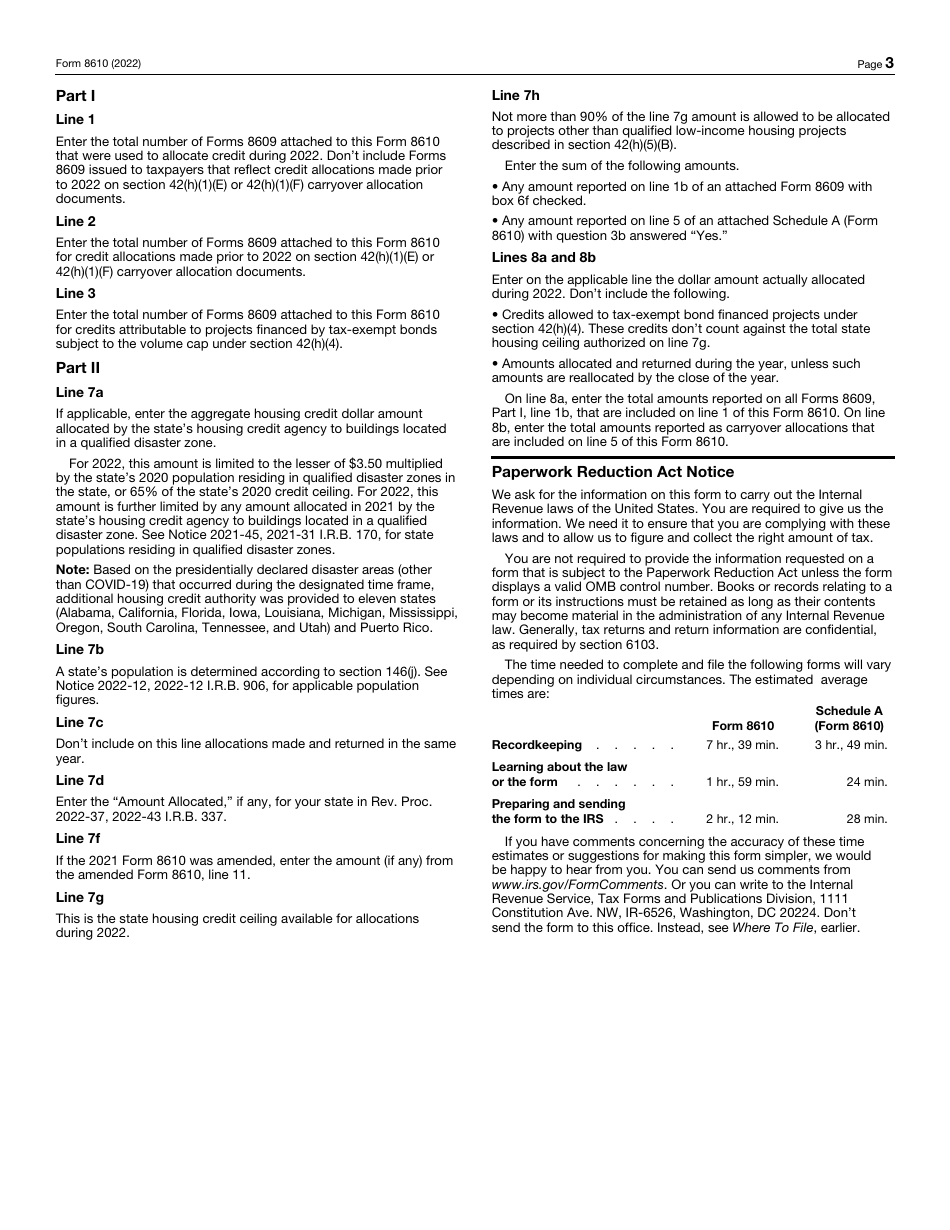 IRS Form 8610 Annual Low-Income Housing Credit Agencies Report, Page 3