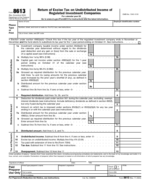 IRS Form 8613  Printable Pdf