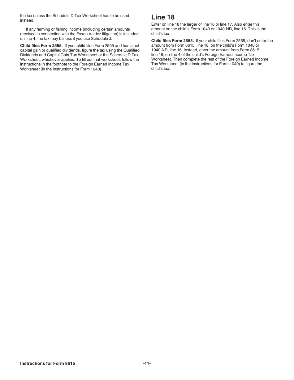 Instructions for IRS Form 8615 Tax for Certain Children Who Have Unearned Income, Page 11