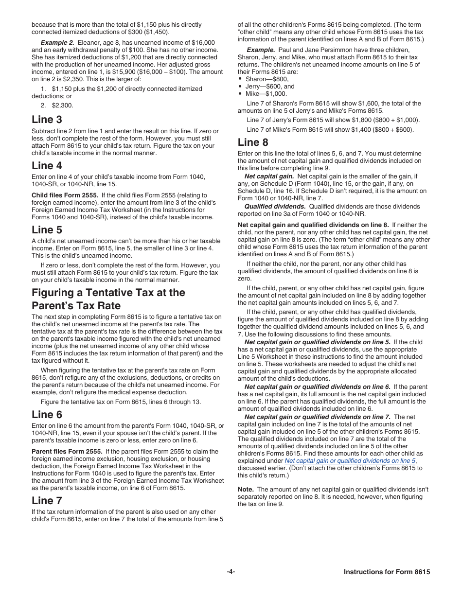 Instructions for IRS Form 8615 Tax for Certain Children Who Have Unearned Income, Page 4