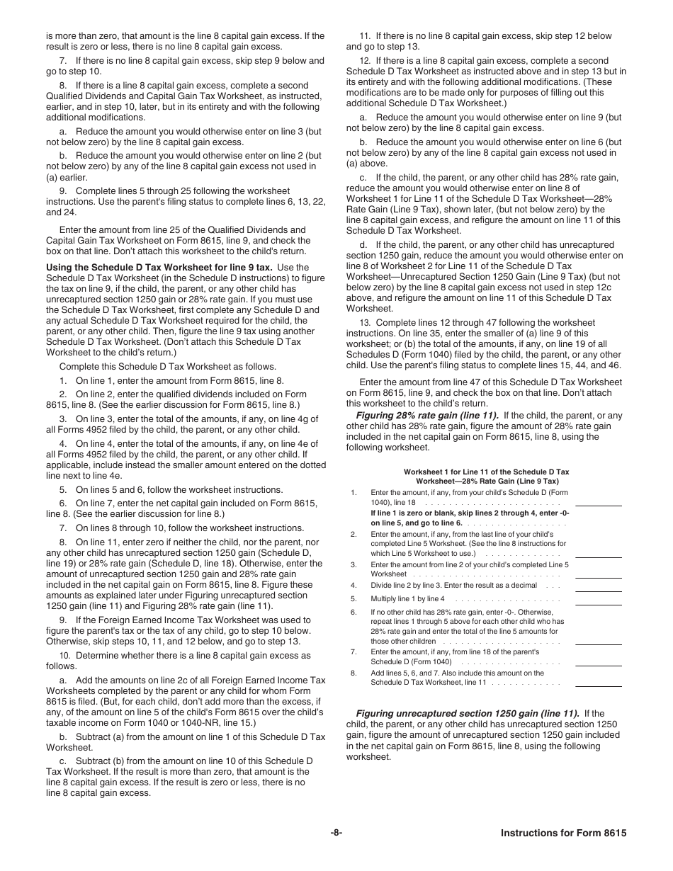 Instructions for IRS Form 8615 Tax for Certain Children Who Have Unearned Income, Page 8