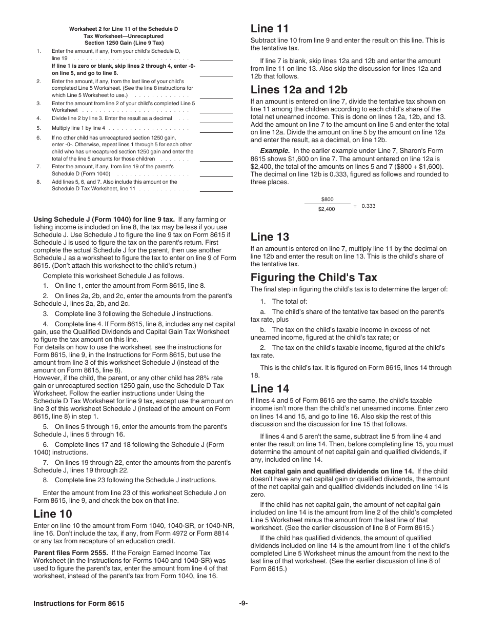 Instructions for IRS Form 8615 Tax for Certain Children Who Have Unearned Income, Page 9