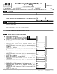 IRS Form 8804 Section 1446 Annual Return for Partnership Withholding Tax