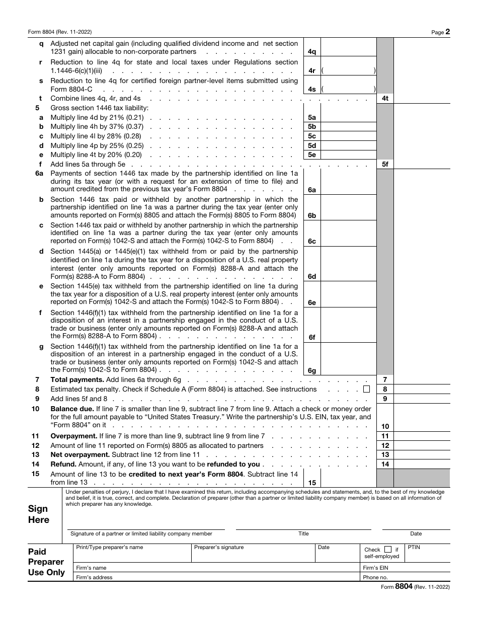 IRS Form 8804 Section 1446 - Fill Out, Sign Online and Download ...