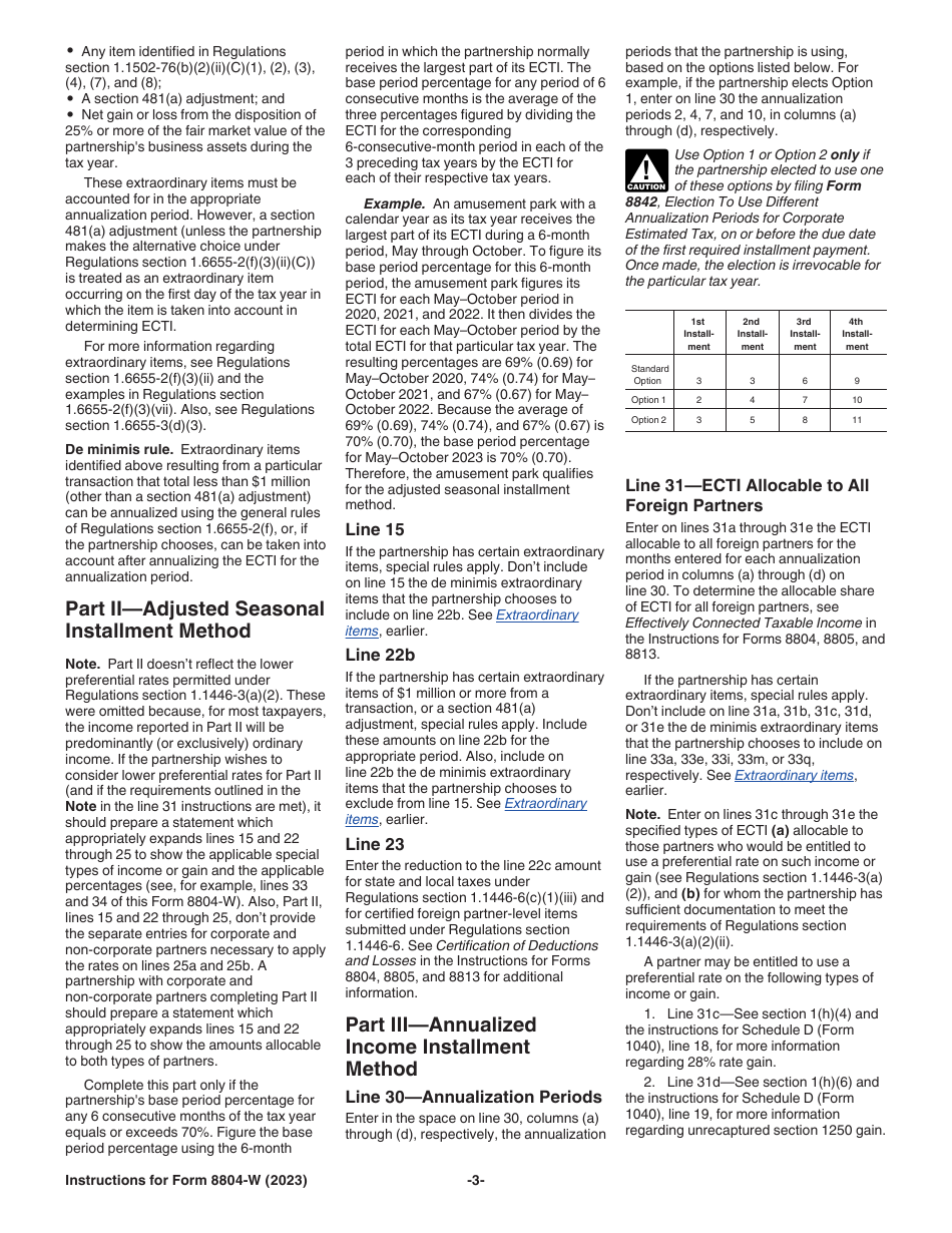 Instructions for IRS Form 8804-W Installment Payments of Section 1446 Tax for Partnerships, Page 3