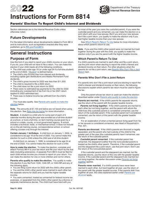 IRS Form 8814 2022 Printable Pdf