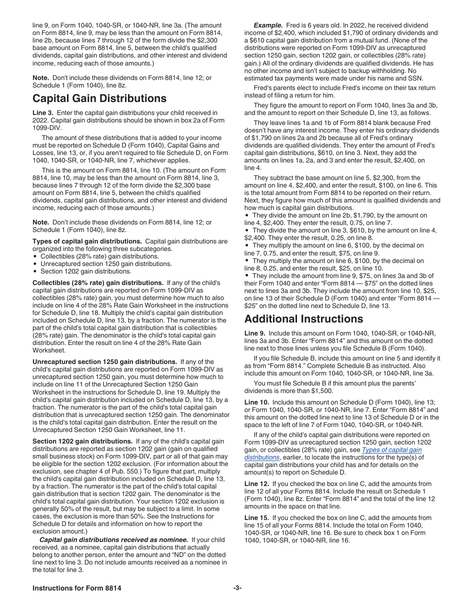 Instructions for IRS Form 8814 Parents Election to Report Childs Interest and Dividends, Page 3