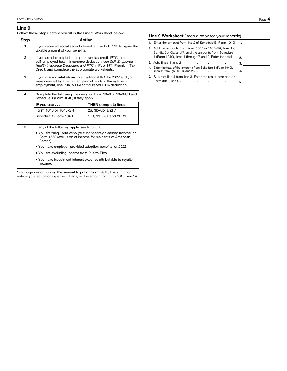 IRS Form 8815 Exclusion of Interest From Series Ee and I U.S. Savings Bonds Issued After 1989 (For Filers With Qualified Higher Education Expenses), Page 4