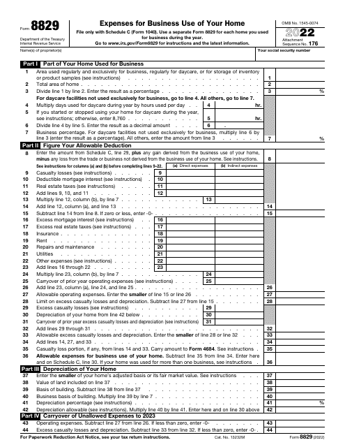 IRS Form 8829 2022 Printable Pdf