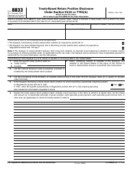 Document preview: IRS Form 8833 Treaty-Based Return Position Disclosure Under Section 6114 or 7701(B)