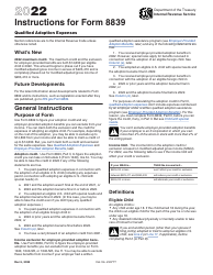 Document preview: Instructions for IRS Form 8839 Qualified Adoption Expenses