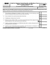 Document preview: IRS Form 8846 Credit for Employer Social Security and Medicare Taxes Paid on Certain Employee Tips, 2022