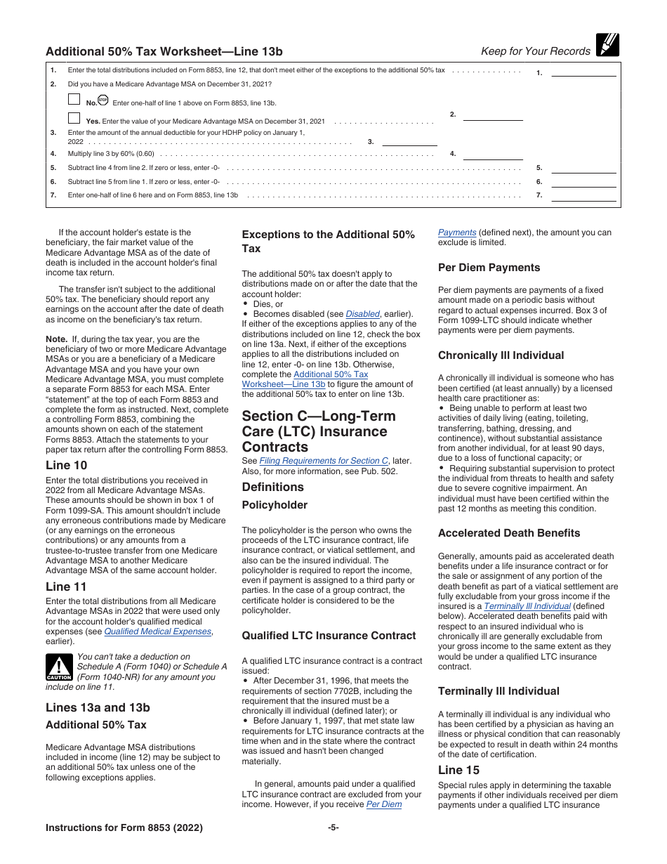 Instructions for IRS Form 8853 Archer Msas and Long-Term Care Insurance Contracts, Page 5
