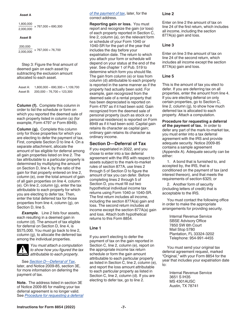 Instructions for IRS Form 8854 Initial and Annual Expatriation Statement, Page 7