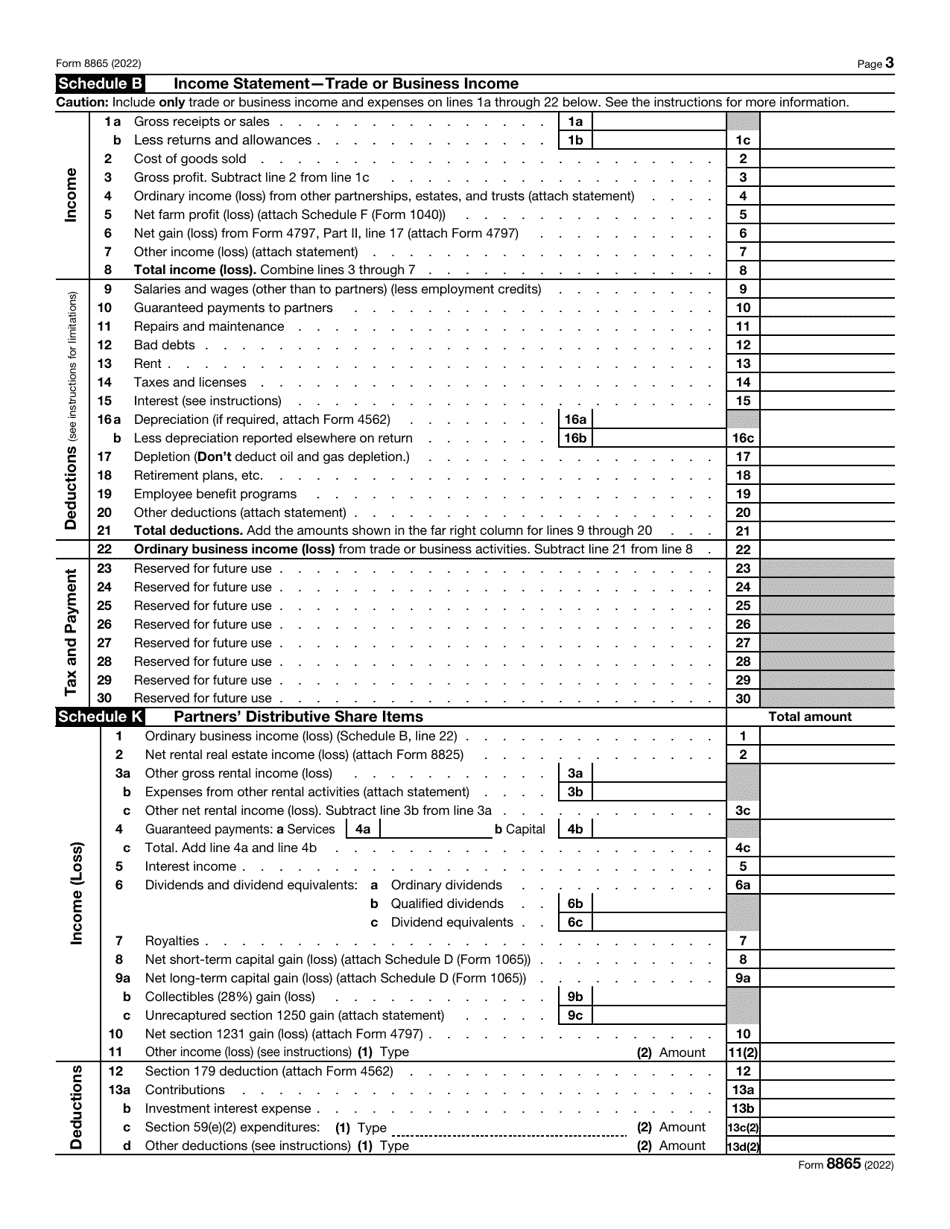 IRS Form 8865 Return of U.S. Persons With Respect to Certain Foreign Partnerships, Page 3