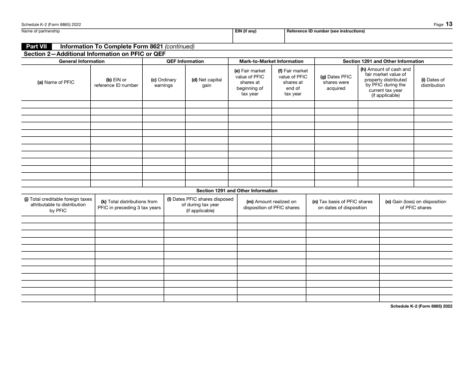 IRS Form 8865 Schedule K-2 Partners Distributive Share Items - International, Page 13