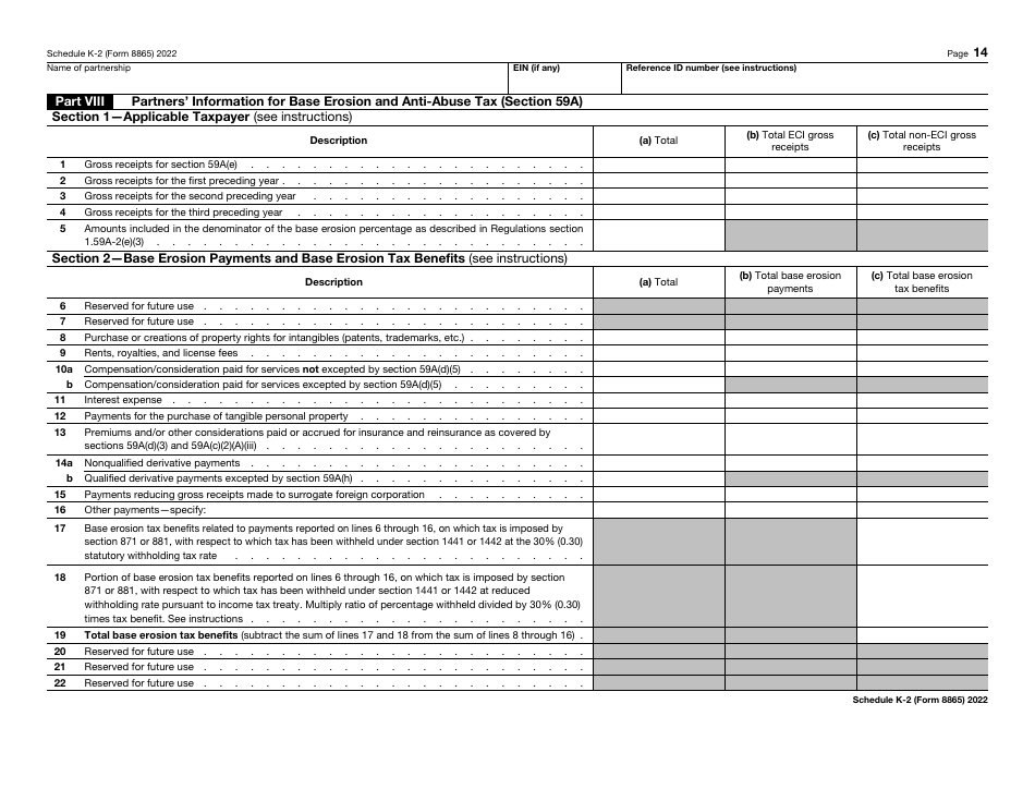 IRS Form 8865 Schedule K-2 Partners Distributive Share Items - International, Page 14