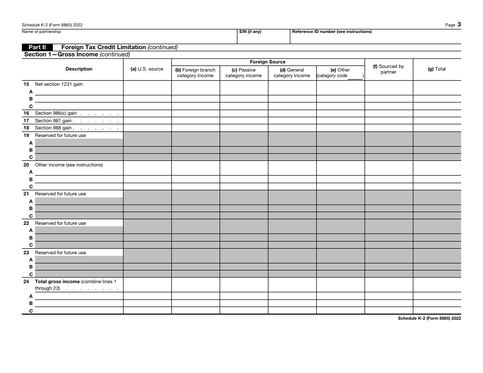 IRS Form 8865 Schedule K-2 Partners Distributive Share Items - International, Page 3