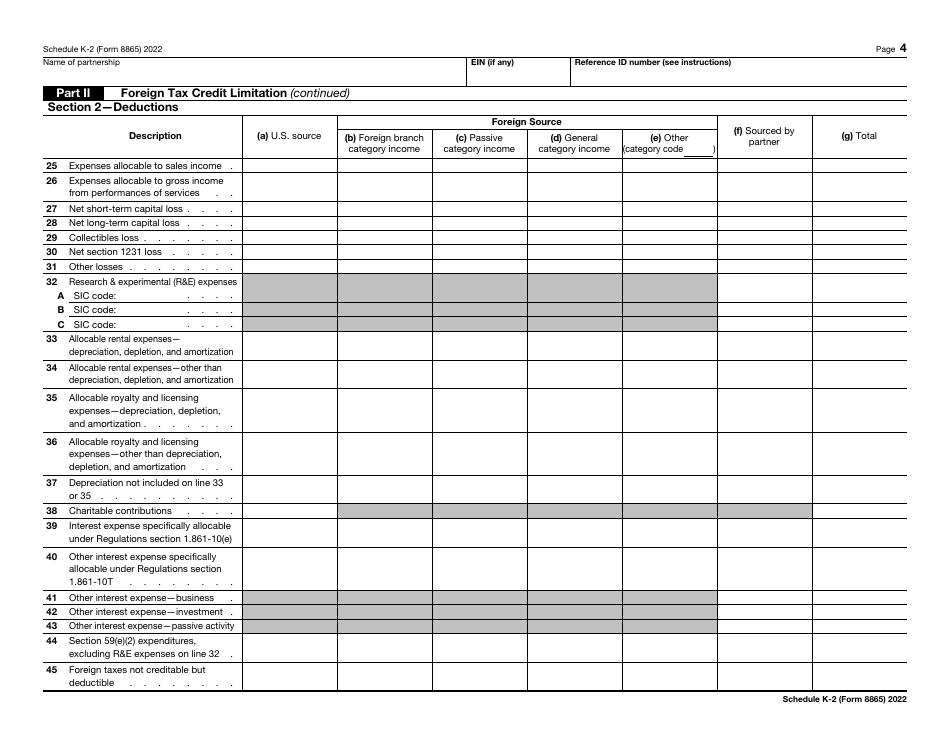 IRS Form 8865 Schedule K-2 Partners Distributive Share Items - International, Page 4