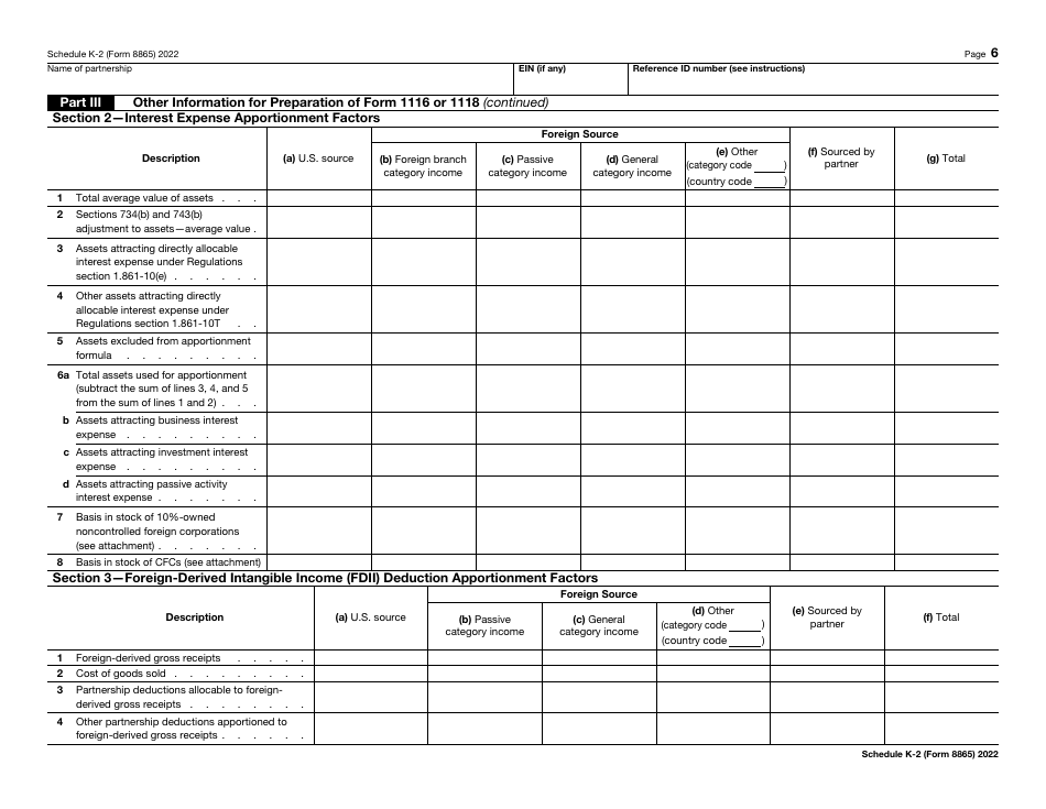 IRS Form 8865 Schedule K-2 Partners Distributive Share Items - International, Page 6