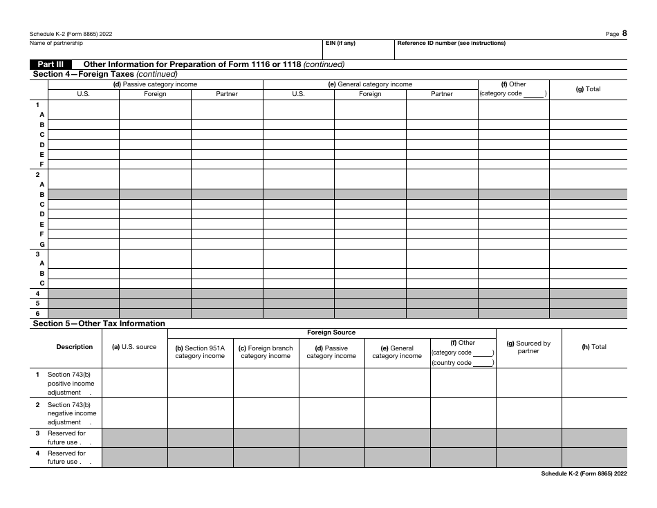 IRS Form 8865 Schedule K-2 Partners Distributive Share Items - International, Page 8