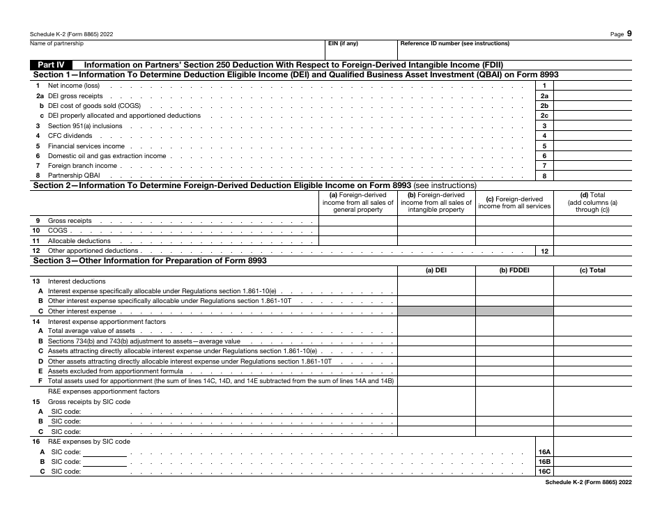 IRS Form 8865 Schedule K-2 Partners Distributive Share Items - International, Page 9