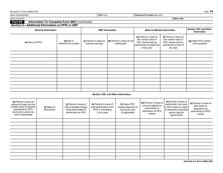 IRS Form 8865 Schedule K-3 Partners Share of Income, Deductions, Credits, Etc. - International, Page 14