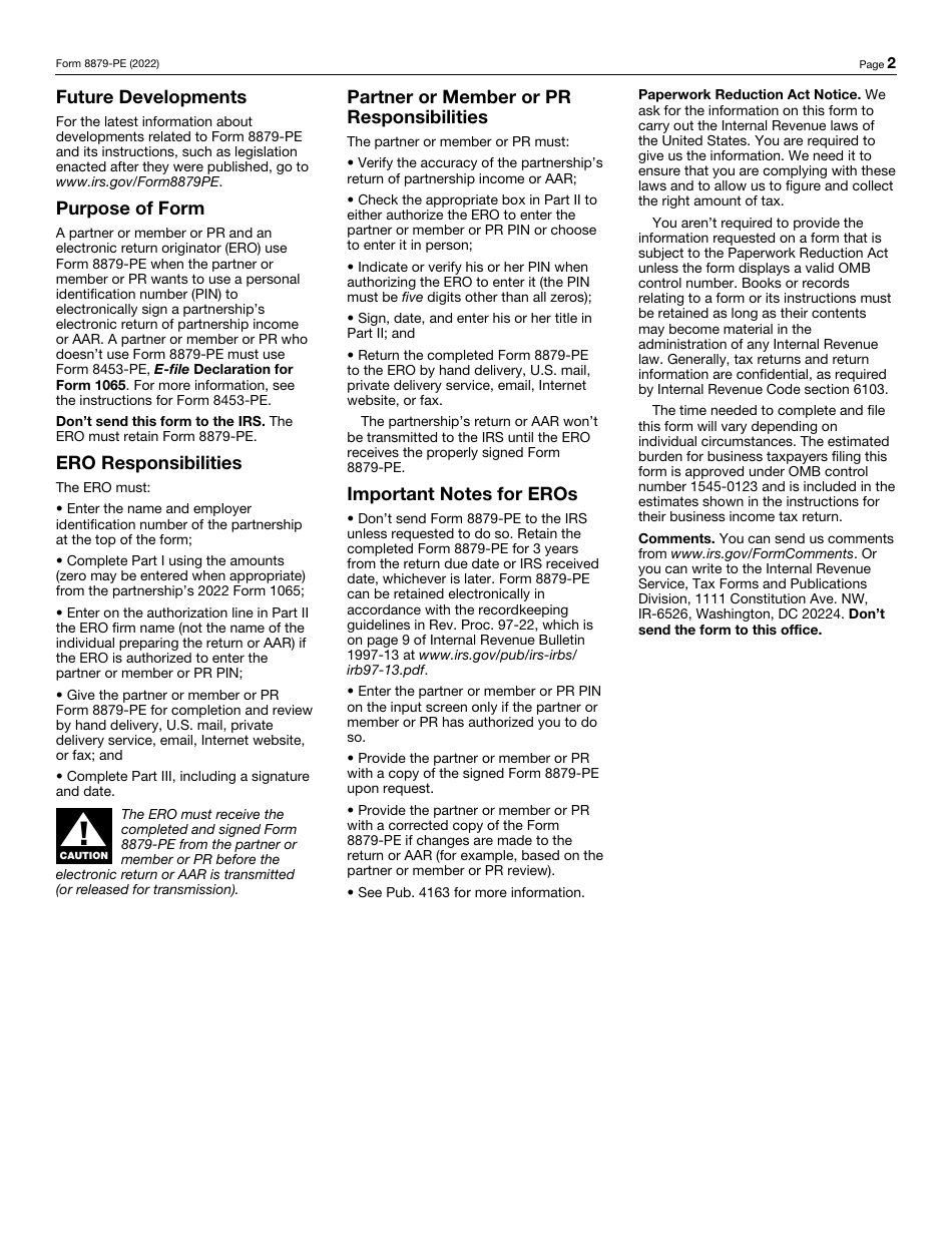 IRS Form 8879-PE E-File Authorization for Form 1065, Page 2